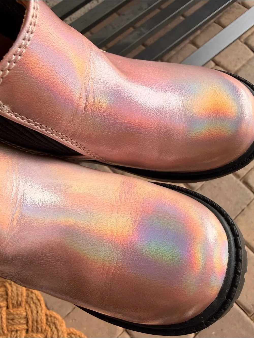 Old Navy Iridescent Pink Chelsea Boots for Toddler Girls